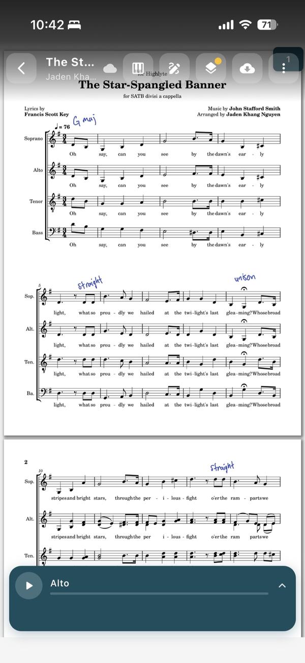 Rehearsing from an annotated score with a part track playing
